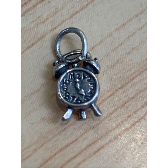 .925 Alarm Clock Sterling Silver Jewelry Charm #clock - Picture 1 of 4